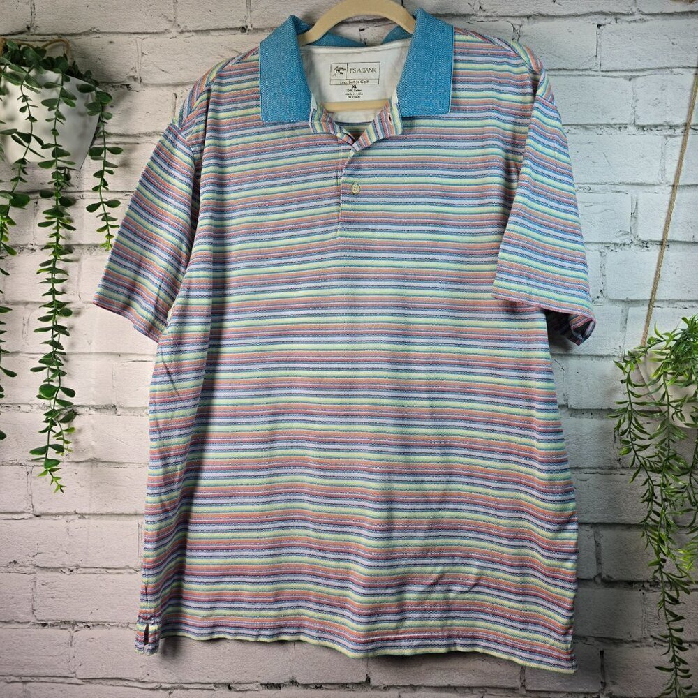 JOS A BANK LEADBETTER GOLF POLO SHORT SLEEVE CITRUS COLORS MENS XL